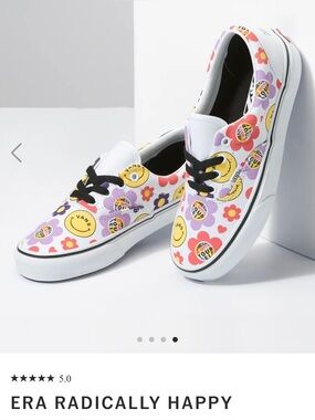 Vans Era Radically Happy Womens Size 7 White Pink Floral Skate Sneaker Shoes